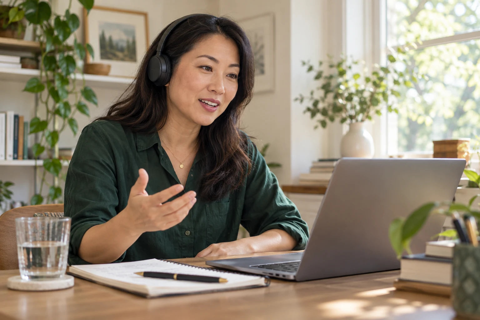 An educator explaining a topic during an online session